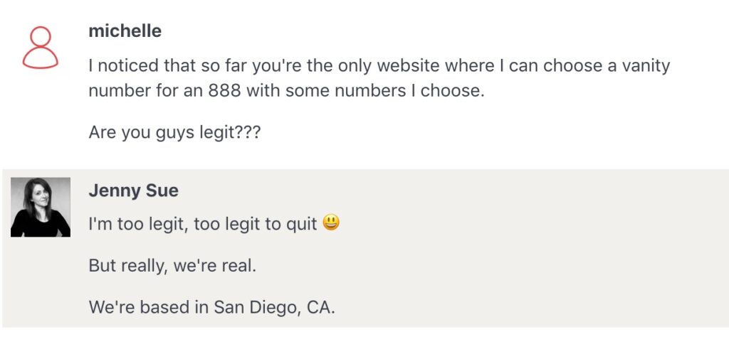 NumberBarn customer asking if NumberBarn is legit. NumberBarn is too legit to quit.